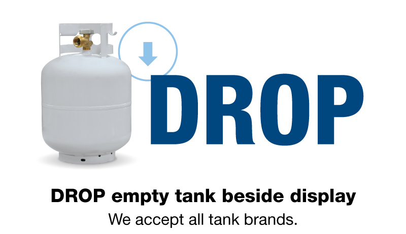 DROP empty tank beside display